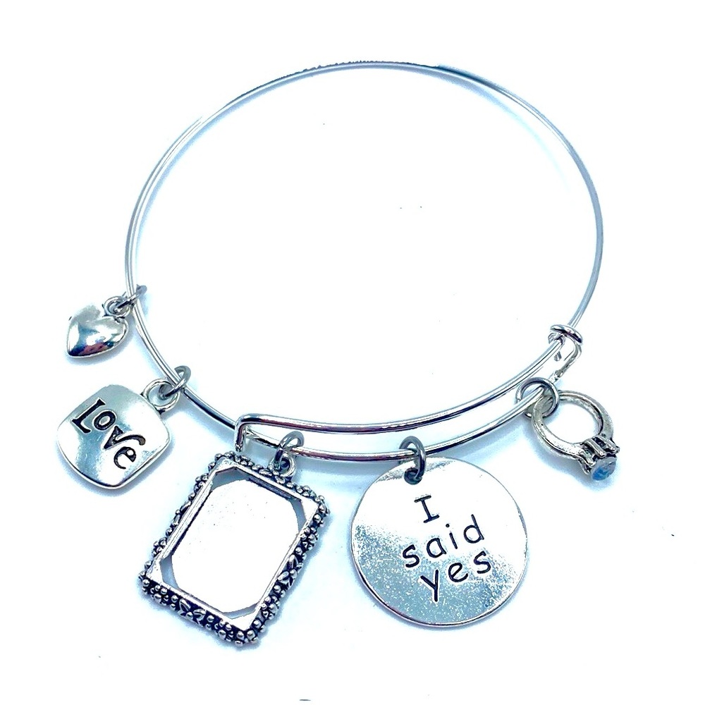 I Said Yes Engagement Charm Bracelet Photo Frame Charm